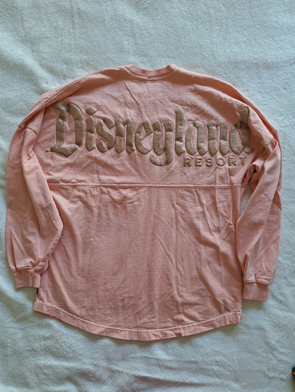 Disneyland Resort Spirit Jersey M Peach Briar Rose Gold Glitter Puff Print